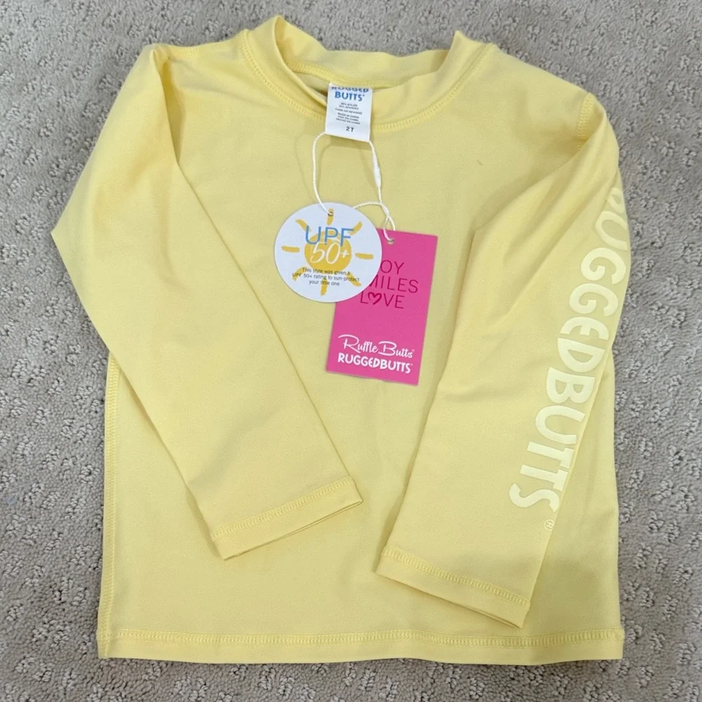 Ruffle Butts Pale Yellow Long Sleeve UPF Tee